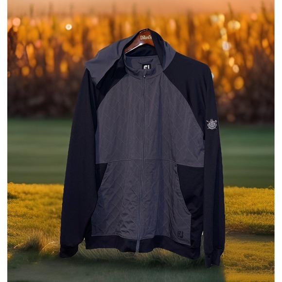 Footjoy Jacket Hoodie Men XL Gray Franklin Hills Country Club Patch - Picture 1 of 5